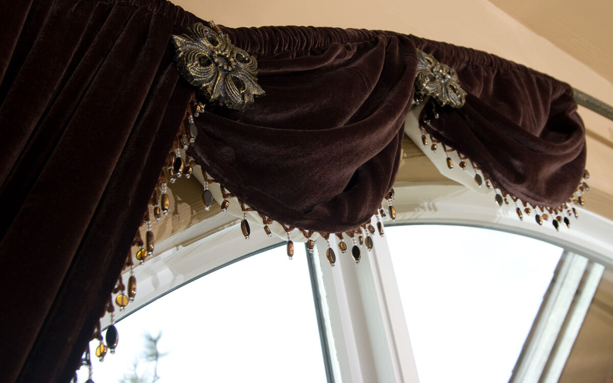 8. Rosettes with drapes and trim • Ona Drapery Hardware