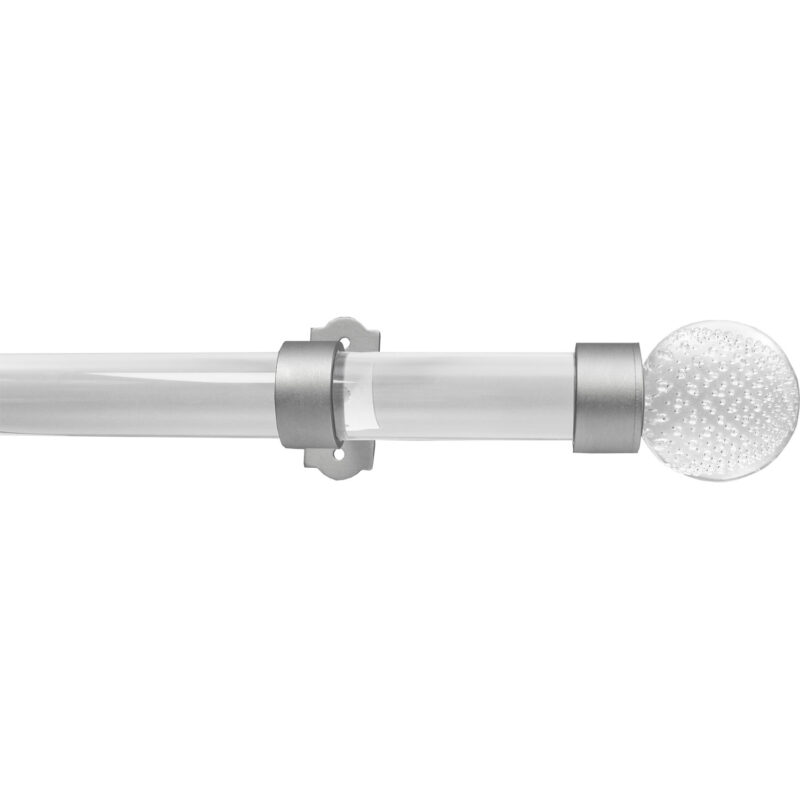 Acrylic rod with Carbonated Clear ArtGlass finial and Deco Pass Through bracket in the Brite Silver finish