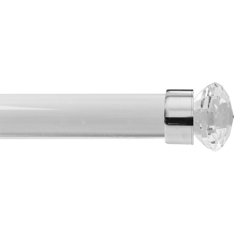 Acrylic rod with Crystal Stratosphere finial in the Polished Chrome finish