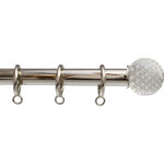 Polished Nickel rod with Cosmopolitan ArtGlass Clear Ball finial