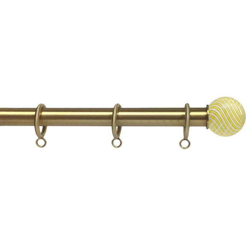 Matte Brass finish on 1" rod with Yellow Swirl ArtGlass finial