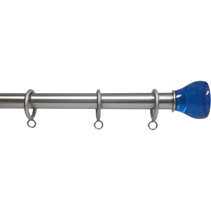 Matte Chrome finish on 1" rod with ONALUX™ Azure Bell finial