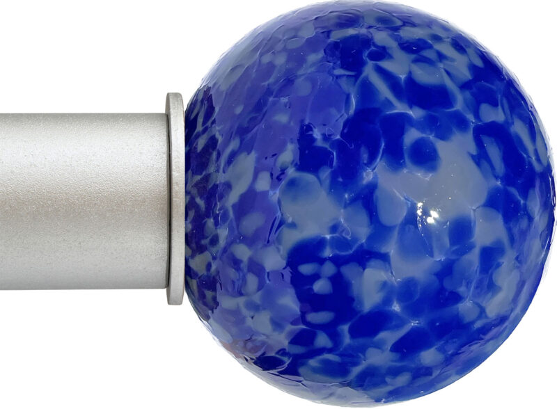 Ball Blue Gray Confetti Artisan ArtGlass Finial