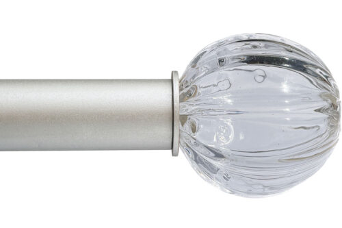 Ball Fluted style Artisan ArtGlass finial with Clear colorway