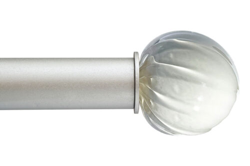 Ball Twist style Artisan ArtGlass finial with White colorway