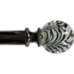 Cosmopolitan ArtGlass finial in Echo Black with turned base and Polished Black Nickel finish