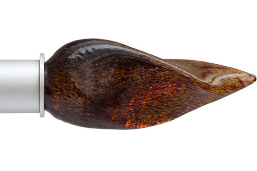 Flame style Artisan ArtGlass finial with Amber colorway