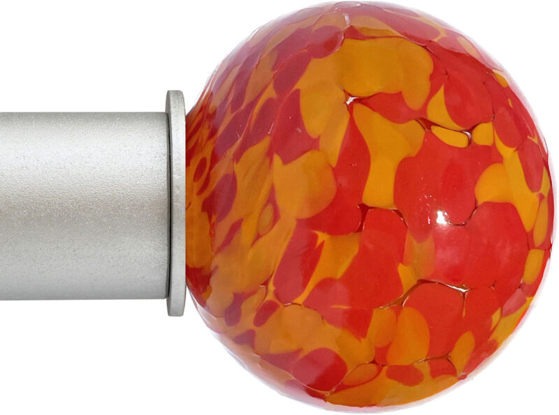 Ball Red Orange Confetti Artisan ArtGlass Finial