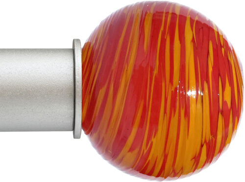 Ball Red Orange Spun Artisan ArtGlass Finial