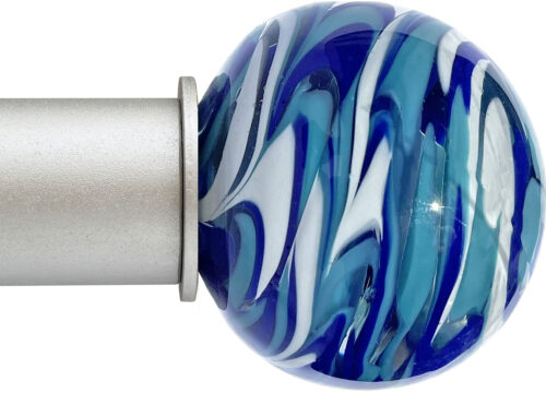 Ball Teal White Whip Artisan ArtGlass Finial