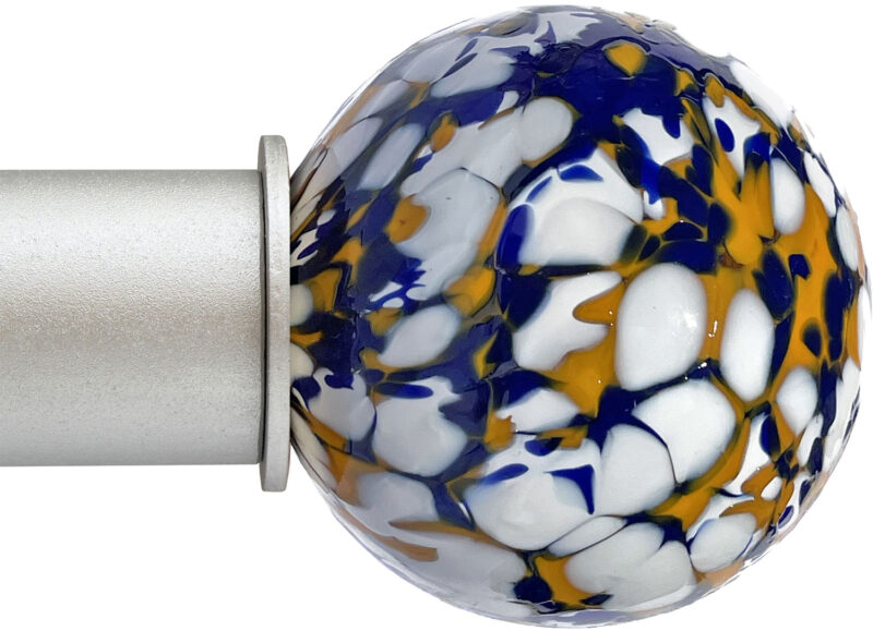 Ball White Blue Confetti Artisan ArtGlass Finial