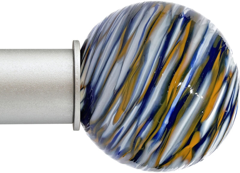 Ball White Blue Spun Artisan ArtGlass Finial